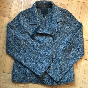 NWT TAHARI B/W CHENIL WOOL MOTORCYCLE JACKET